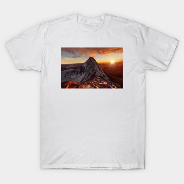 Capital Peak Sunset - Elk Mountains Colorado T-Shirt by Alexgle